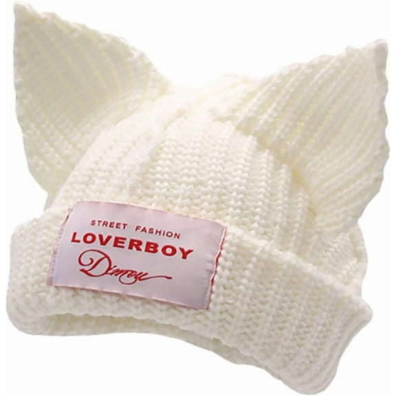 Cat Ear Hat Cute Beanie Hat Knit Wool Cap Warm Slouchy Crochet Hat