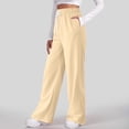 thumbnail image 2 of Pantalones deportivos con forro polar para mujer: pantalones joggers de cintura alta y pierna recta ancha con bolsillos, pantalones de yoga para entrenamientos informales, diseño con cintura elásti, 2 of 6