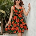 thumbnail image 3 of Red Poppies on Black Dress Summer Street Style Dresses Female Sleeveless Printed Sundress, 3 of 7
