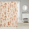 thumbnail image 2 of Manfei Western Galloping Horse Shower Curtain 72Wx72L,Vintage Cactus Horseshoe Bathroom Curtain,Beige Brown, 2 of 6