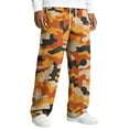 thumbnail image 2 of Dwelliawo Camo Pants for Men Relaxed Fit Loose Straight Leg Elastic Waist Running Casual Trousers Athletic Pants with Pockets Orange S, 2 of 8