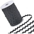 thumbnail image 1 of 137 Yards Black Rick Rack Trim for Sewing 3/8 Inch RIC Rac Ribbon Thin Rickrack Zig Zag Wave Bending Fringe Trim Polyester S Shaped Lace Woven Fabric with Spool for DIY Crafts, 1 of 9