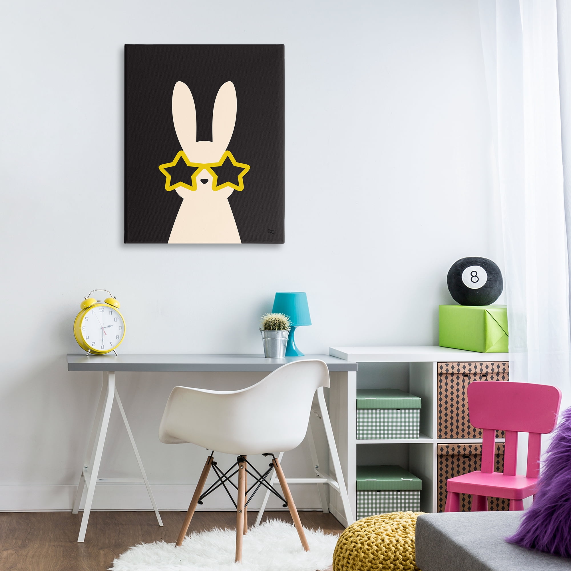 Stupell Industries Rabbit with Star Glasses Animals Painting Wrapped Canvas Art Print Wall Art, 30 x 40
