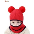 thumbnail image 3 of Spencer Toddler Kids Baby Winter Beanie Warm Hat Thick Scarf Earflap Hood Scarves Skull Knitted Caps for Boys Girls Age for 2+ "Red", 3 of 8