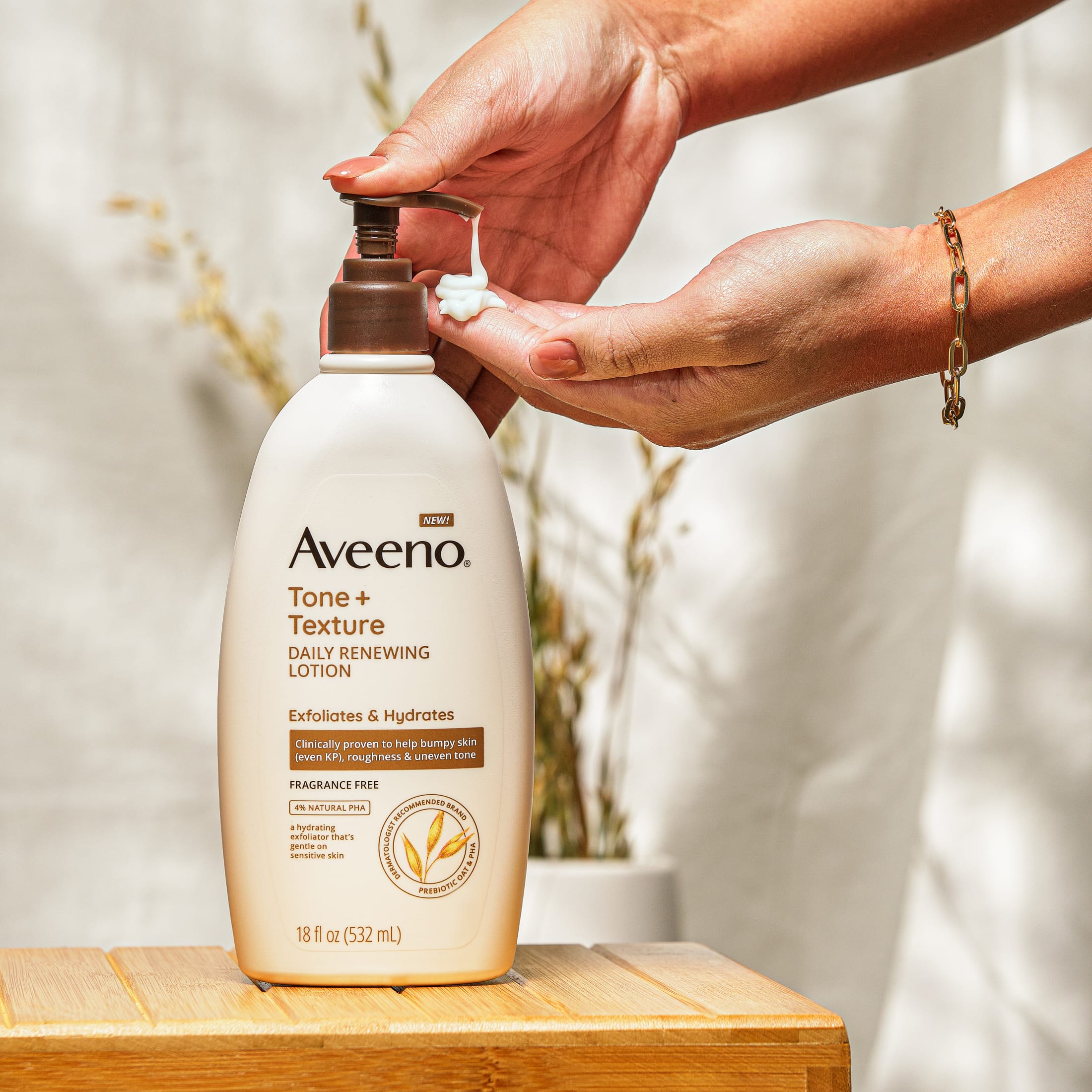 Aveeno Tone Texture Renewing Hand and Body Lotion, Fragrance Free for  Sensitive Skin, 18 oz