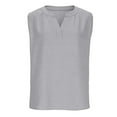 thumbnail image 4 of Womens Cotton Linen Dressy Blouses, Sleeveless Shirts for Women Summer Casual Solid Color Lightweight Notch V Neck Tank Tops, 4 of 6