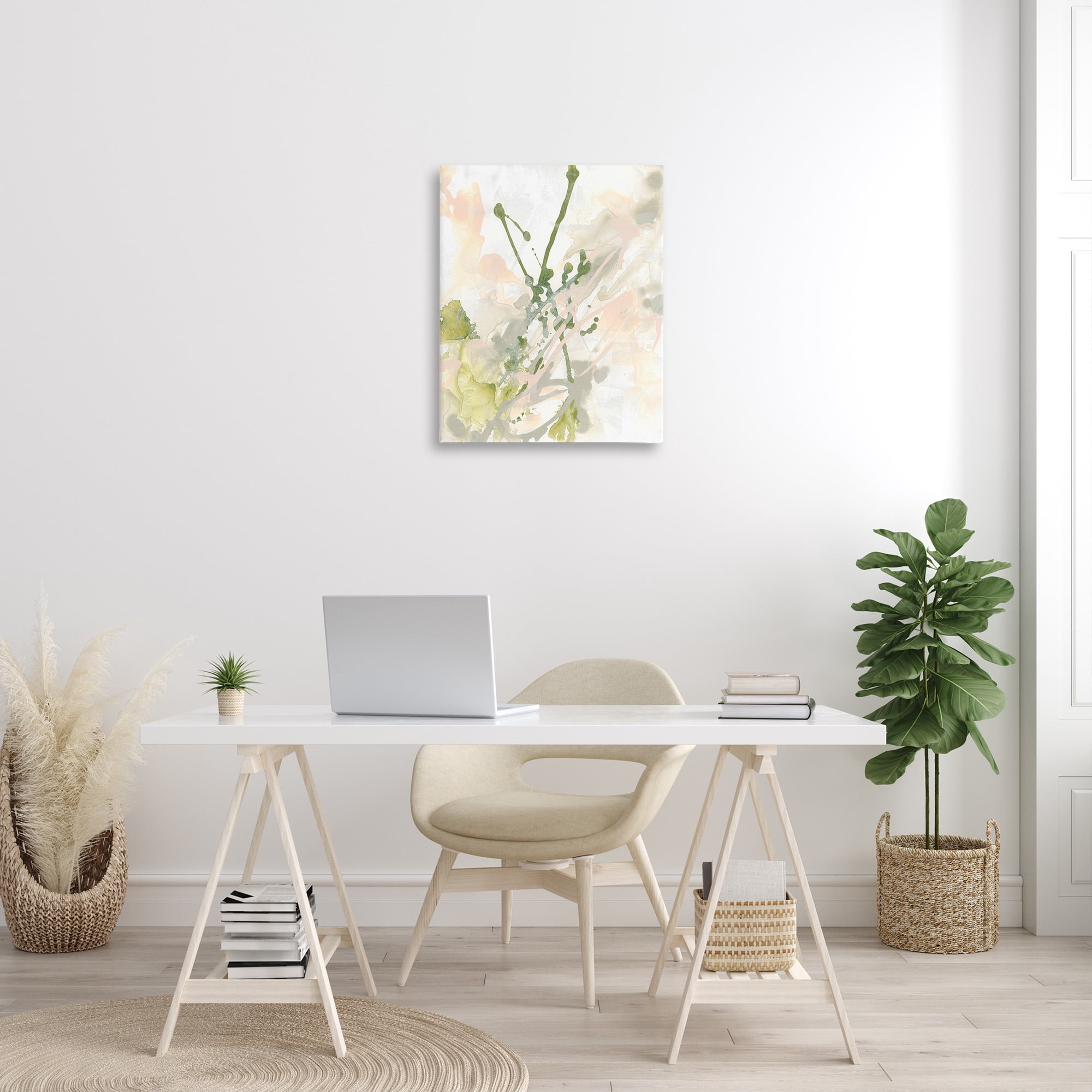 Stupell Industries Green Abstract Splatter Abstract Painting Gallery Wrapped Canvas Art Print Wall Art, 24 x 30