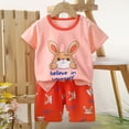 thumbnail image 2 of NAISIBABY Toddler Girls Outfit 2-Piece, Soft Cotton Cute Short Sleeve T-Shirt and Shorts Kids Summer Casual Clothes Sets Multicolor 6Months, 2 of 5