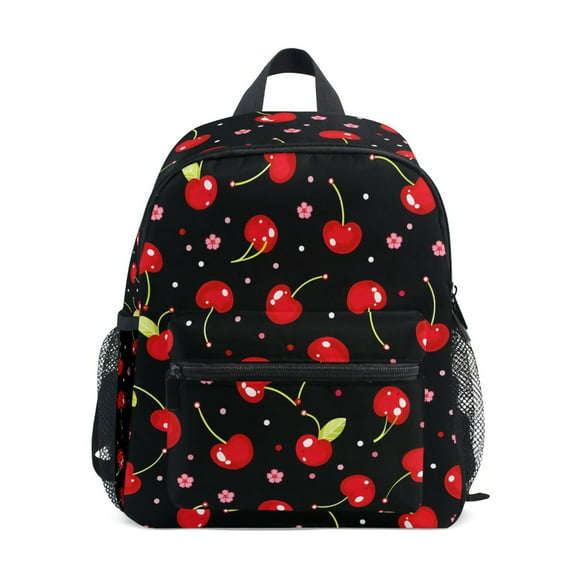 ALAZA Cherry Floral Black School Backpack Small Bookbag Mini Bags