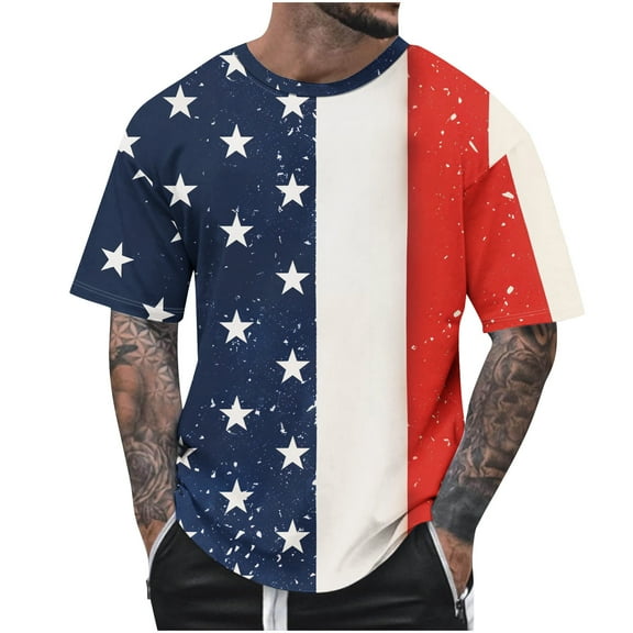 UVEASISHA Patriotic Shirts for Men,Mens 4th of July Tops 2024 July 4th Graphic Tees Teens Casual Short Sleeve Independence Day T-Shirt Fourth of July Muscle Workout Tops
