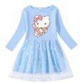 thumbnail image 5 of Hello Kitty primavera y otoño nuevas niñas vestido de algodón con estampado de dibujos animados lindo estrella Luna hilo neto manga larga vestido de princesa plisado, 5 of 5