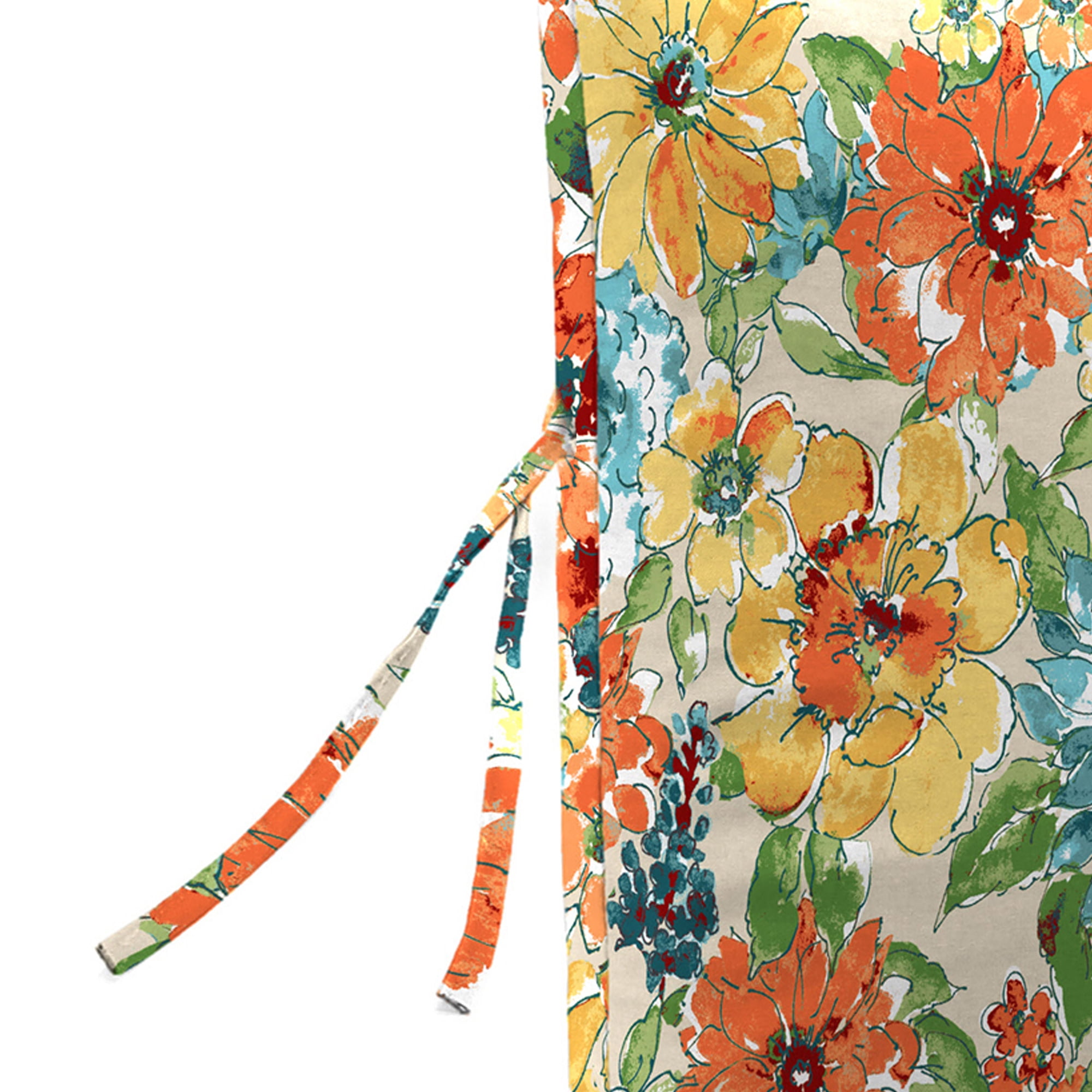 Jordan Manufacturing 38" x 21" Wildflowers Multicolor Floral Rectangular Outdoor Chair Cushion with Ties and Hanger Loop (2 Pack)