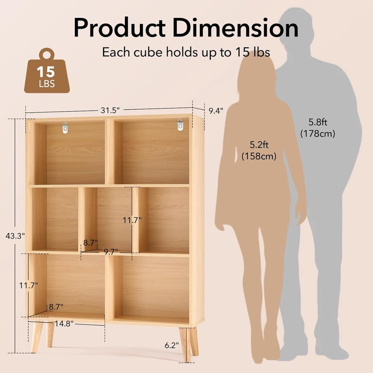 Taoset 3-Tier Cube Bookshelf, 43-Inch Tall Organizer photo 2