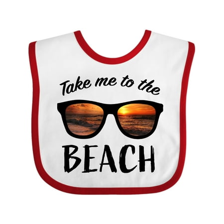 

Inktastic Take Me To The Beach Sunglasses with Sunset in Lenses Gift Baby Boy or Baby Girl Bib