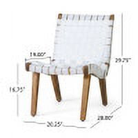 Outdoor Leisure Lounge Single Chair, Acacia Wood and Rope Combined Design for Patio Garden, White