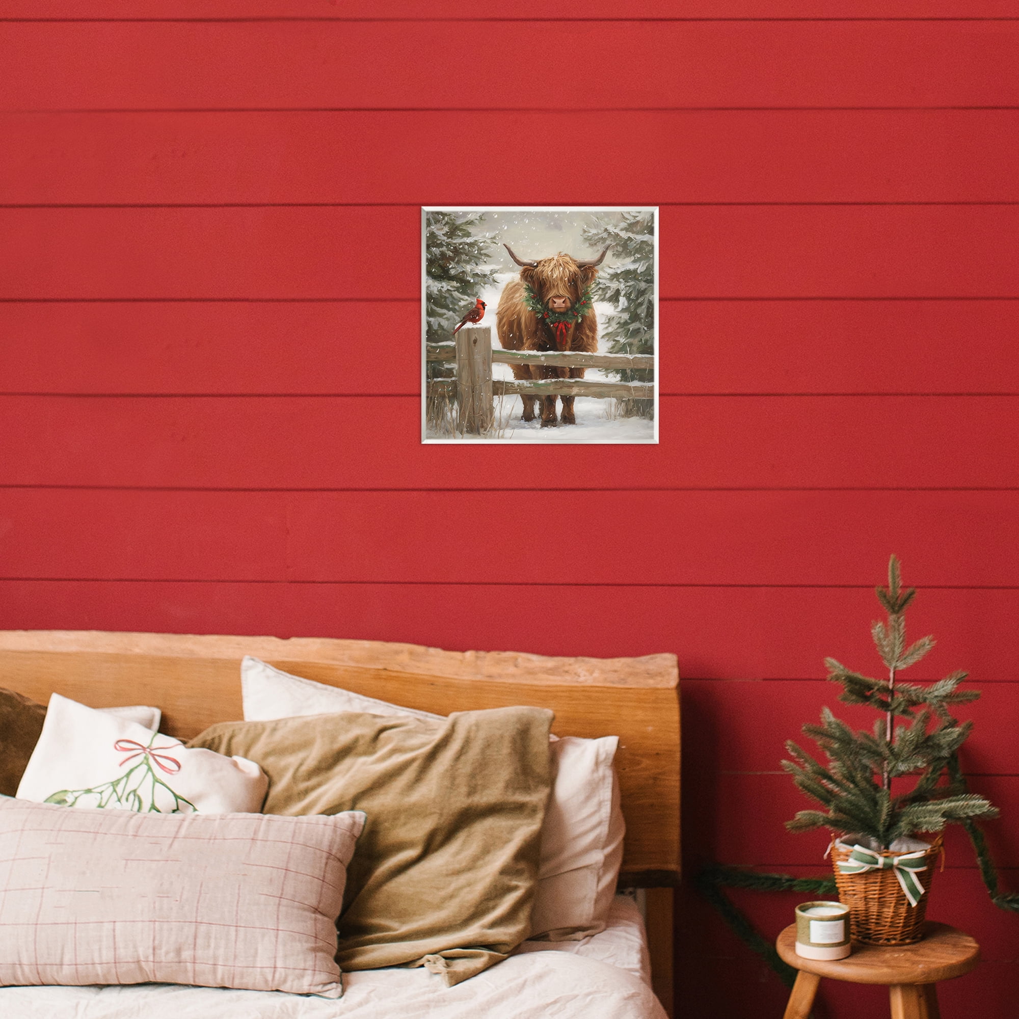 Stupell Industries Christmas Cow & Cardinal Wall Plaque Art, design by Tina LeCour