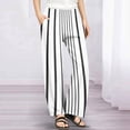 thumbnail image 2 of SGFCWSX Girls Casual Pants Straight Leg High Elastic Waist Trousers with Pockets for Kids Striped Trendy Pant Black Size 9 Years, 2 of 8