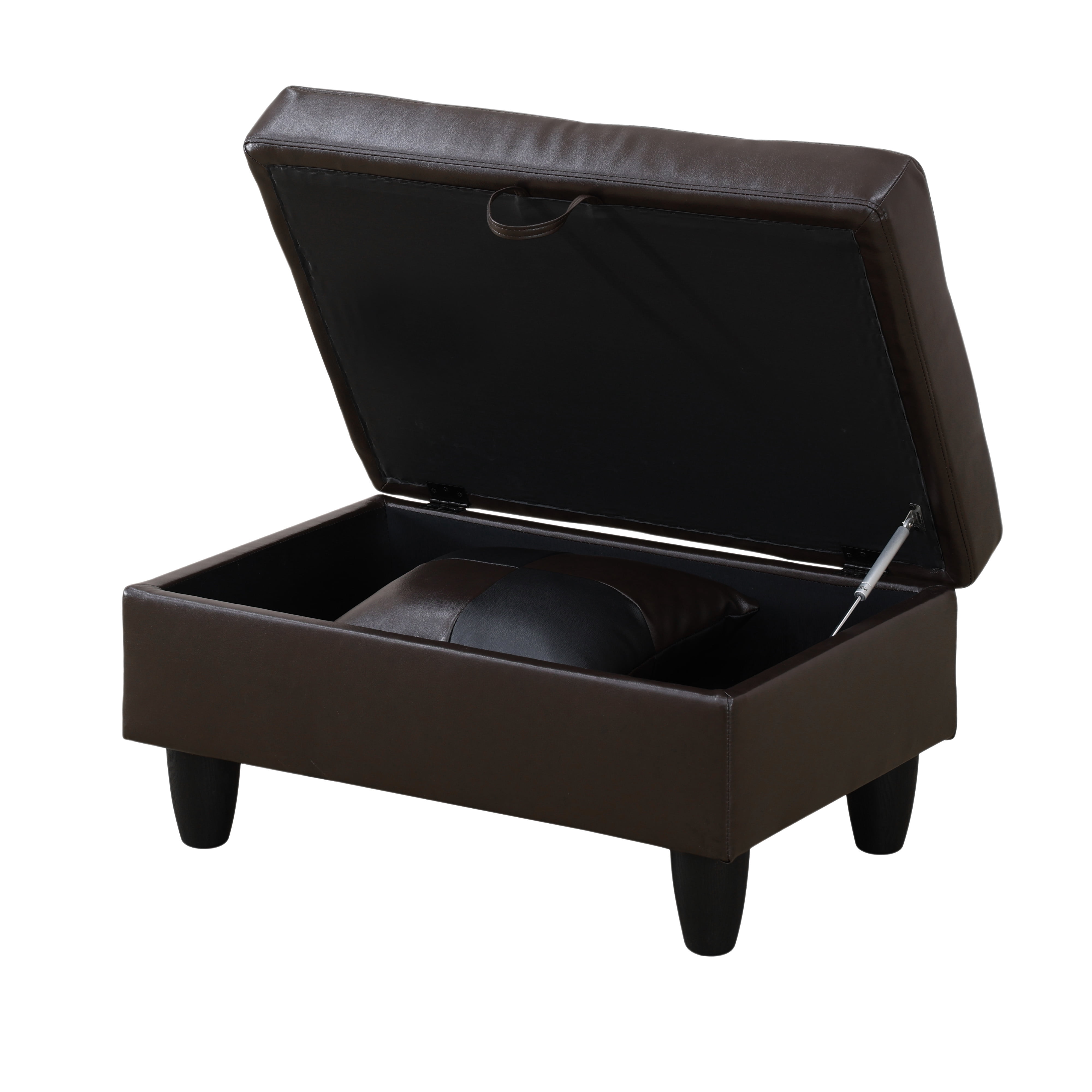 MAYEERTY Storage Ottoman, Breathable Leather Upholstered Footrest with Solid Wood Frame for Living Room Bedroom Entryway