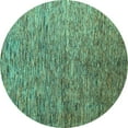 thumbnail image 1 of Ahgly Company Machine Washable Indoor Round Abstract Turquoise Blue Modern Area Rugs, 3' Round, 1 of 4