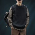 thumbnail image 2 of Chalecos de punto para hombre, chaleco negro, forro polar, cálido, grueso, de diseñador, ropa de calle, suéter para hombre, ropa popular coreana, reseñas de moda Y2k, 2 of 4