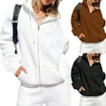 thumbnail image 4 of KOMOO Women Oversized Zip Up Hoodie Coat Vintage Long Sleeve Zipper Hoodies Jackets Loose Hooded Tops Sweatshirt, 4 of 4