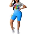 thumbnail image 3 of Conjunto de ropa deportiva para mujer Conjunto de pantalones cortos con top de yoga Camiseta deportiva de manga corta, Azul, XL Scienceny  AP002243-12, 3 of 7