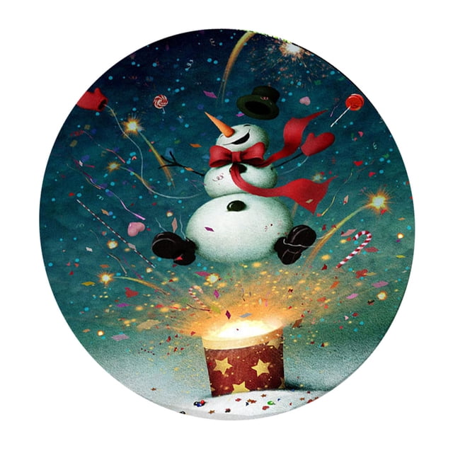 Mantel de Navidad, de de mantel de Navidad, decoración de cubierta de mantel para de para hogar Muñeco de nieve_A perfecl Cubierta de mesa elástica redonda