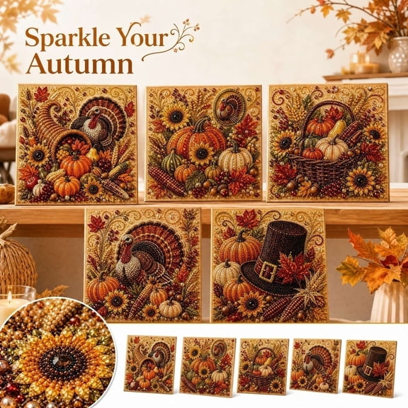 Fall Harvest Pearl Art DIY Kit, 3D Pearl Diamond Art Craft, Handcrafted Pearl Art Thanksgiving Day Themed Diamond Painting Festive Home Wall Decor