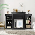 thumbnail image 2 of Giantex 70" Freestanding Mantel Stand, Modern Media Fireplace Cabinet, Wooden Mantel Console Table w/Storage Shelves, Black, 2 of 9