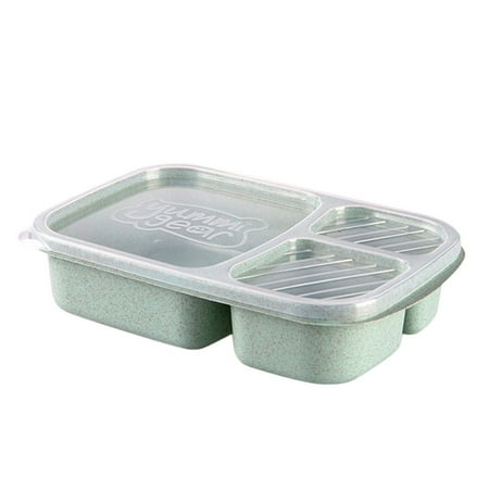 

3 Grid Lunch Box Wheat Straw Microwave Tableware Bento Box for Kids Adults Kitchen Food Storage Box