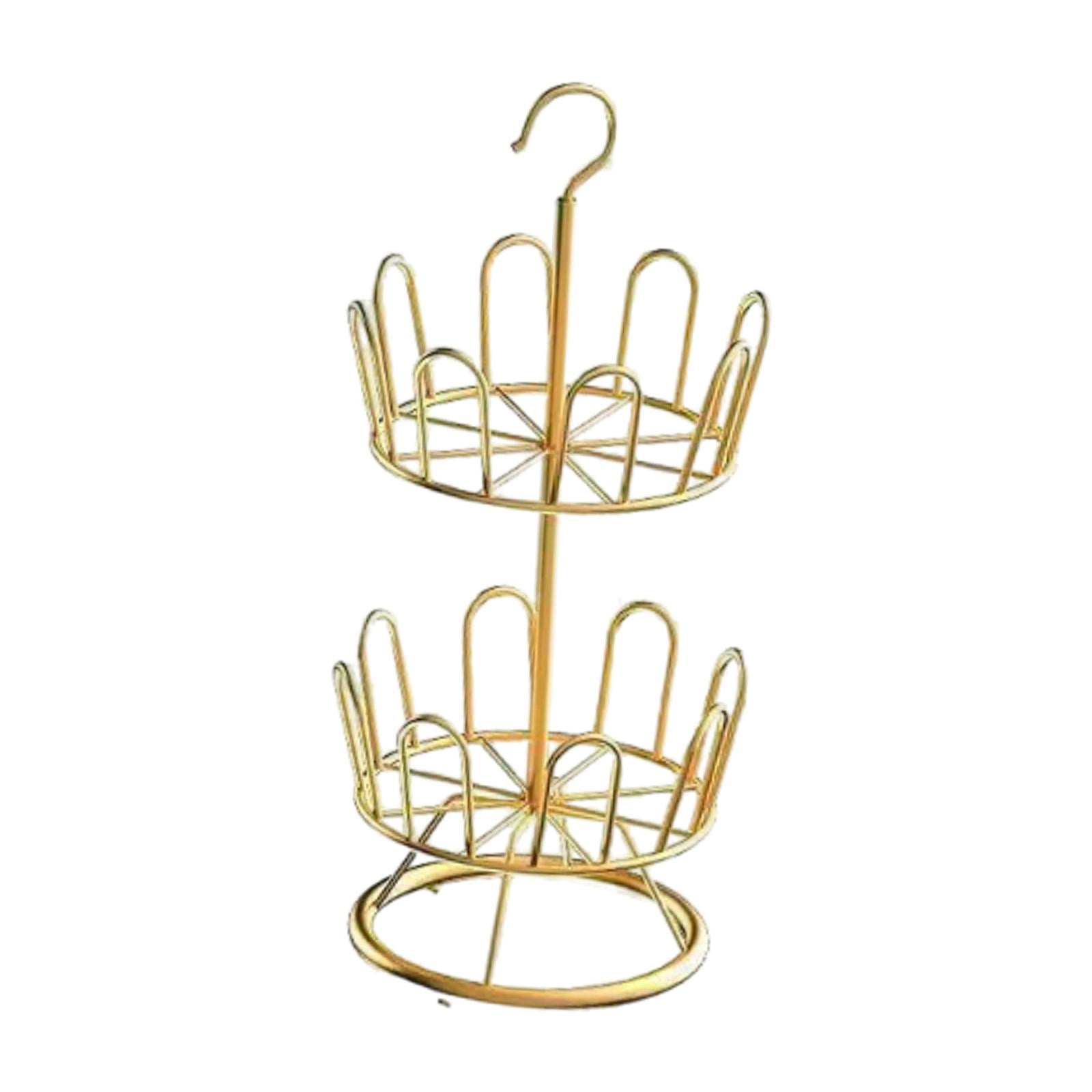 Fiocias High Quality Rotating Shoe Rack. Standing Circular Rack with Outstanding Design. Gold 2 Tiers