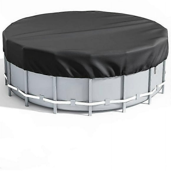 Round Swimming Pool Cover, Solar Cover for Above Ground Pool 3.05m Waterproof Winter Safety Cover Sunproof with Drawstring for Pool Protection, Black_Perfect Gift