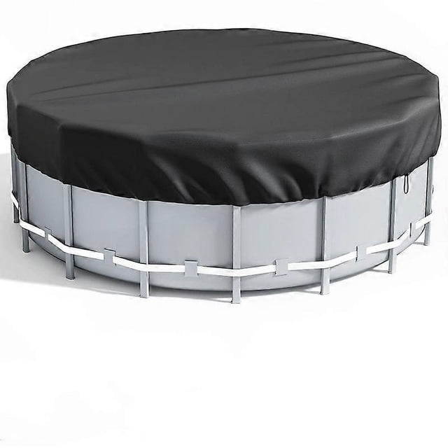 Round Swimming Pool Cover, Solar Cover for Above Ground Pool 3.05m Waterproof Winter Safety Cover Sunproof with Drawstring for Pool Protection, Black_Perfect Gift