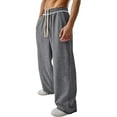 thumbnail image 2 of Xcmzpl Wide Leg Sweatpants Men Baggy Joggers Big and Tall Drawstring Elastic Waist Open Bottoms Solid Lightweight Running Pants with Pocket, 2 of 5