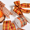 thumbnail image 6 of 1 Rolls Thanksgiving Fall Wired Edge Plaids Ribbon Autumn 2.5 Inch Plaids Ribbon Farmhouse Craft Ribbon for DIY Gift Wrapping Wreath Tree Bow Decoration10 Yards, 6 of 11
