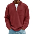 thumbnail image 2 of Jopfuhed Sweatshirt for Men Plus Size Solid Color Casual Stand Collar Quarter Zip Sweatshirt with Pocket Loose Long Sleeve Corduroy Pullover Tops,Sizes S-5XL, 2 of 10