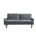 thumbnail image 2 of Xukmct 3 Seater Loveseat Sofa with Wood Legs, Upholstered Velvet Sofa Couch Living Room, Home, Apartment, Office, Gray, 2 of 5