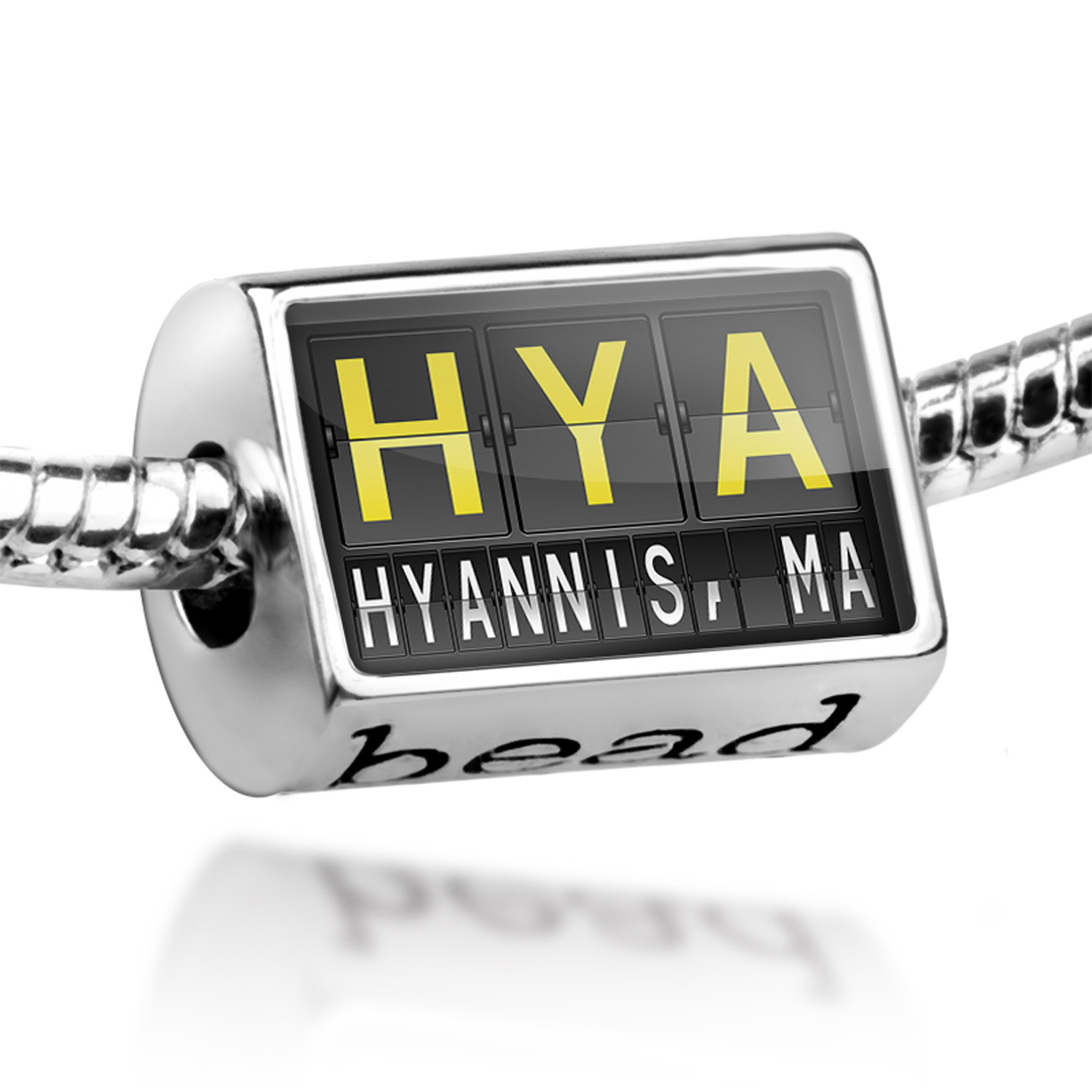 NEONBLOND Bead HYA Airport Code for Hyannis, MA Charm Fits All European Bracelets