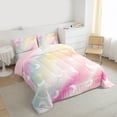 thumbnail image 3 of jejeloiu Watercolor Cartoon Nebula Full Size Comforter Sets,Kawaii Moon Stars Print Bedding Sets For Girl Reversible 3 Pieces, 3 of 8