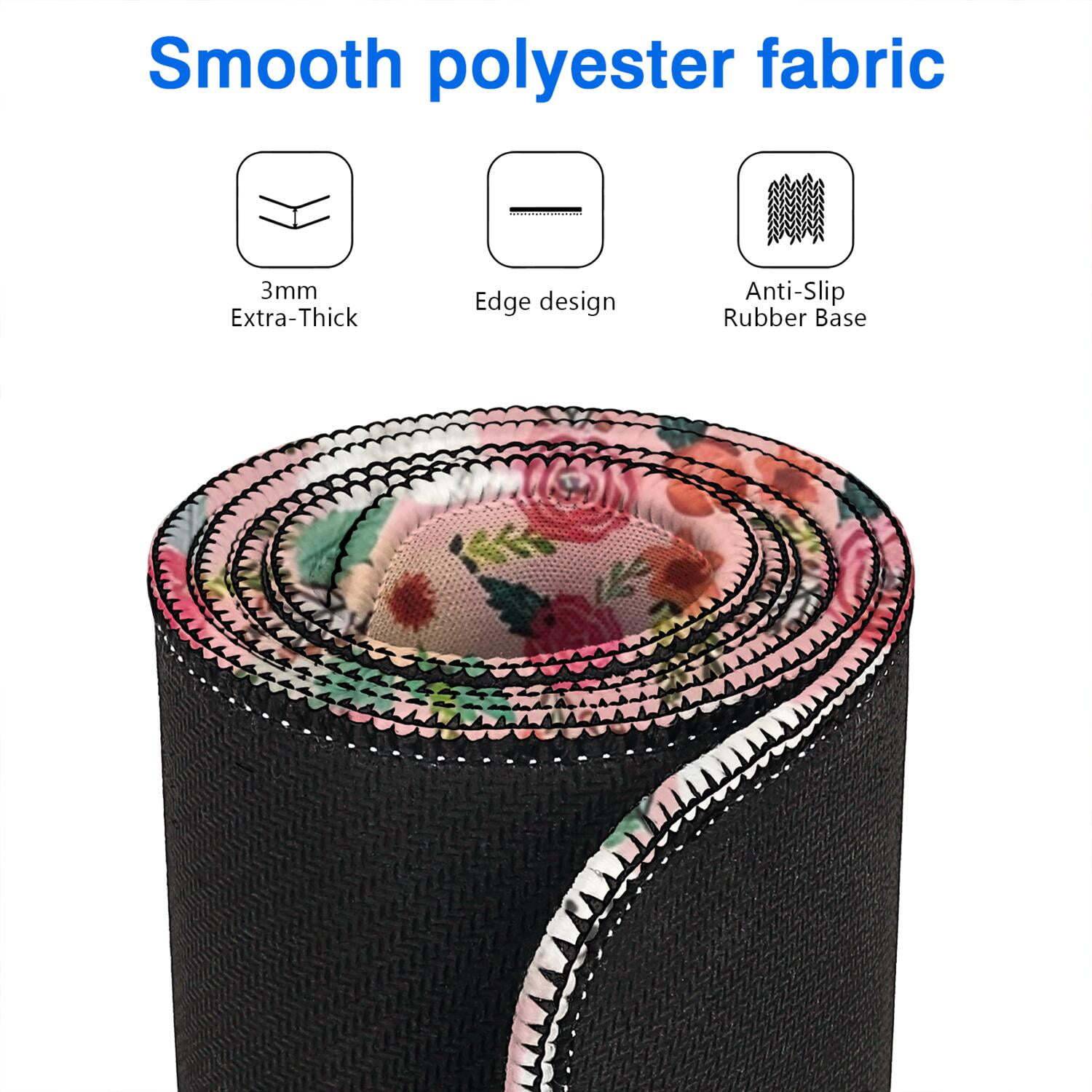 Long Mouse Pads for Desk,Bichon Frise Dog and Pioneer Flower Desk Mats on Top Of Desks, Desk Mouse Pad Extra Large with 3mm Non-Slip Base and Stitched Edge for Gaming,Office,Work,Home 47.3"x23.6"