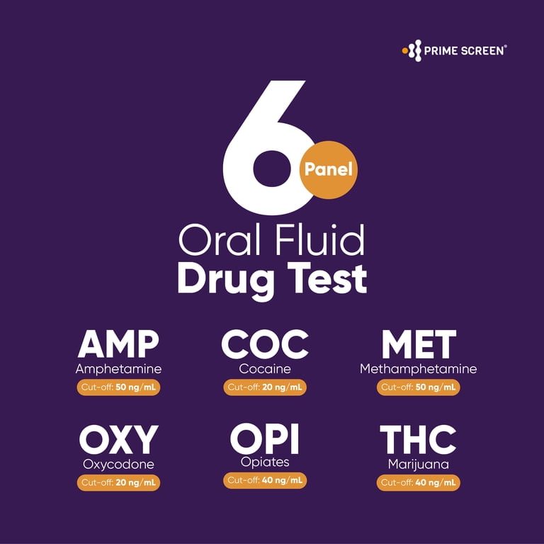 Prime Screen - [10 Pack] - 6 Panel Multi-Drug Oral Fluid Test, One