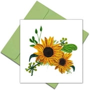 Quilling Card 3D Sunflower Unique Dedicated Paper Handmade Art - Design Greeting Card for Christmas Birthday