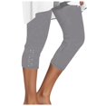 thumbnail image 1 of Leggings capri para mujer - Pantalones de compresión para yoga de cintura alta con pedrería para verano, 1 of 5