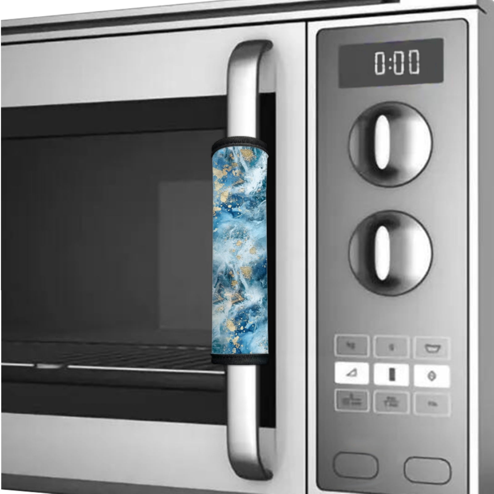 Xoenoiee 6 PCS Refrigerator Door Handle Gloves Anti-static Fridge Handle Cover Washable Kitchen Appliance Decor Handles for Dishwasher Oven Microwave, Blue White Golden Marble