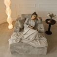 thumbnail image 3 of Liaroo 67" Chaise Lounge Chair Indoor, Oversized Boneless Sofa Bed, Deep Seat Sleeper Couch Reading Chairs, Cloud Sofas Couches with Cup Holder & Side Pocket for Living Room, No Assembly Required, 3 of 11