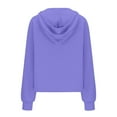 thumbnail image 5 of Women's Scuba Half Zip Pullover Hoodie, Winter Fleece Lined Long Sleeve Yoga Sweatshirt, Cropped Casual Sportswear Top Purple,S, 5 of 5