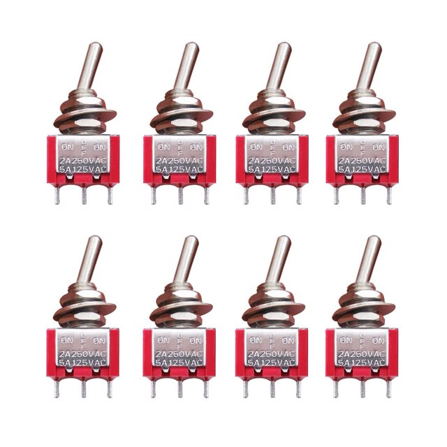 mxuteuk 8pcs MTS-103 3 Terminal 3 Position SPDT Mini Miniature Toggle Switch Car Dash Dashboard ON/Off/ON 5A 125V 2A 250V