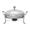 thumbnail image 6 of 26cm Stainless Steel Chafing Dish Round Buffet Food Warmer Tray Silver w/Holder, 6 of 23
