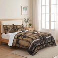 thumbnail image 5 of Twin XL Quilt Set 68''x98'', Farmhouse Brown Lightweight Bedspread Coverlet Set with 2 Pillow Shams, Rustic Wooden Historical Barn Door Plank Breathable All Season Quilt Bedding for Dorm/Guest Room, 5 of 9