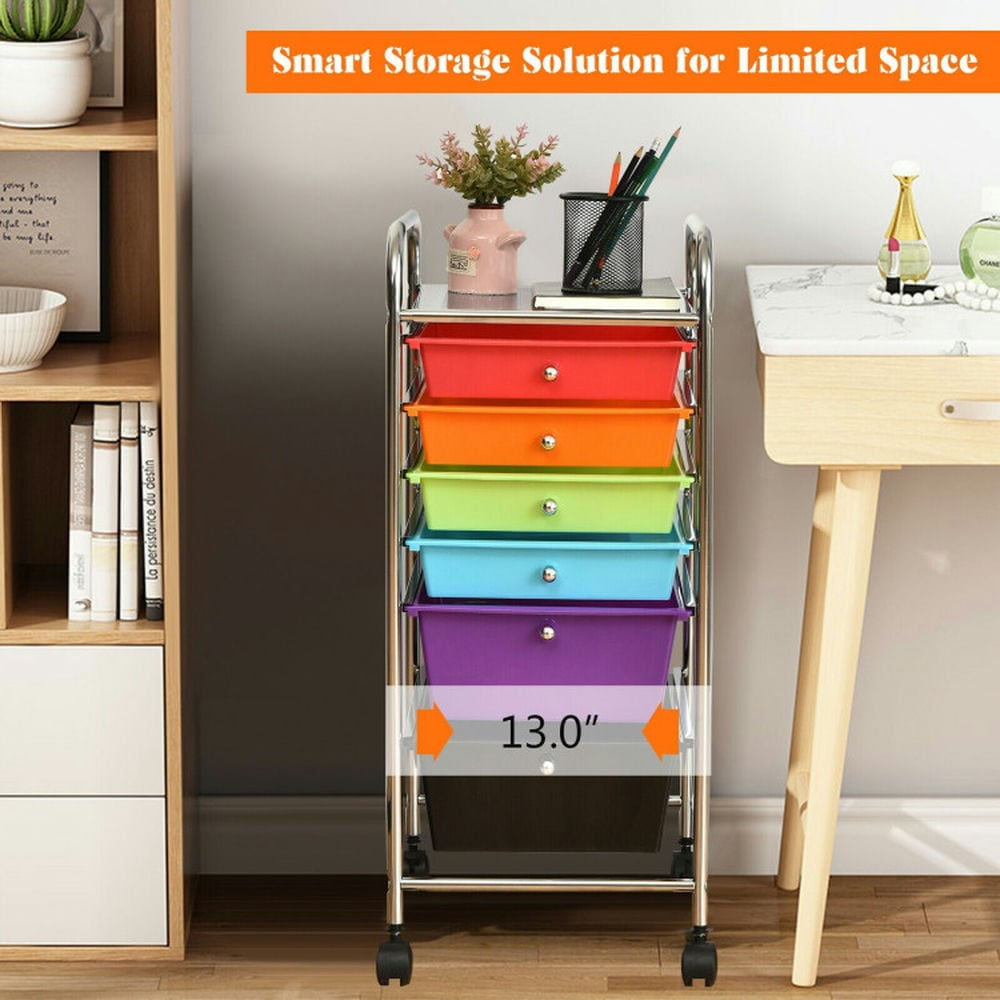Spaco 6 Drawers Rolling Storage Cart Organizer-Multicolor, Craft Organizers and Storage, Multipurpose Organizer Cart for Home, Office, School